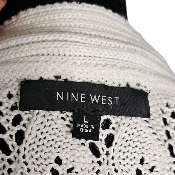 Nine West Cream Open-Knit Women's Poncho - Picture 6 of 7